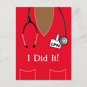 Black LPN Nurse Graduation Announcement Postcard