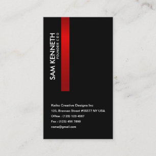 Black Luminous Red Stripe CEO Business Card