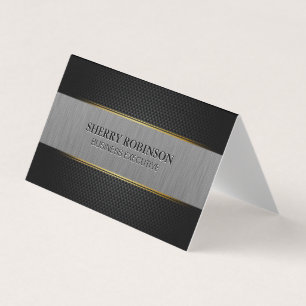 Black Lux Mesh   Metallic Brushed Banner Business Card