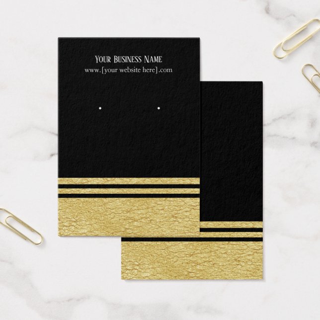 Black Luxe Faux Gold Earring Display Cards (Office)
