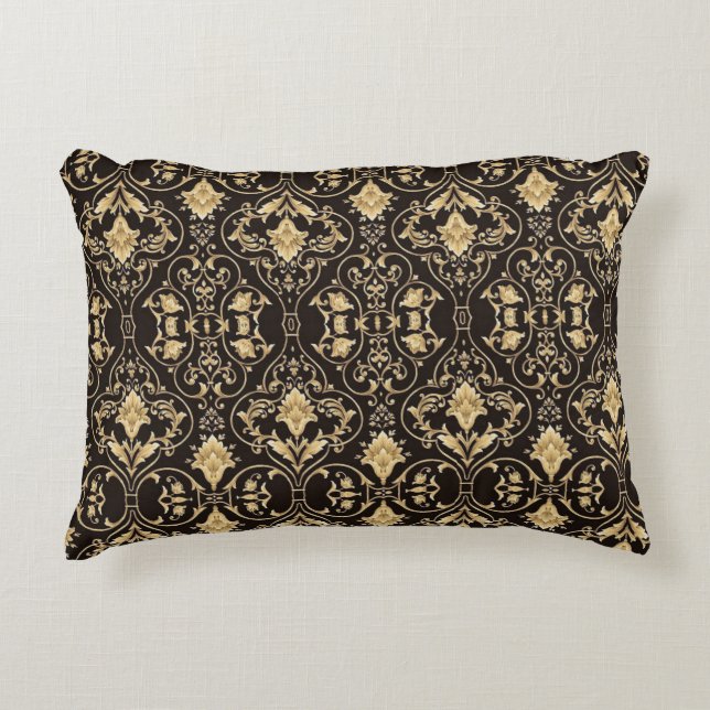 Black Luxurious Patter Accent Pillow (Front)