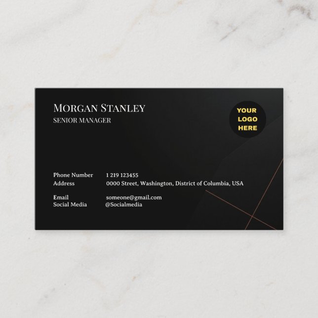 Black Luxury Business Card Design (Front)