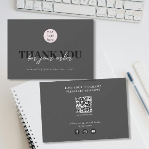 Black Luxury Business Thank You Logo Social Media Card