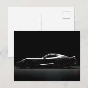 Black luxury car postcard