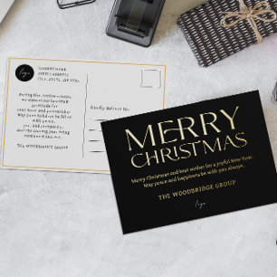 Black Luxury Corporate logo Elegant Font Foil Holiday Postcard