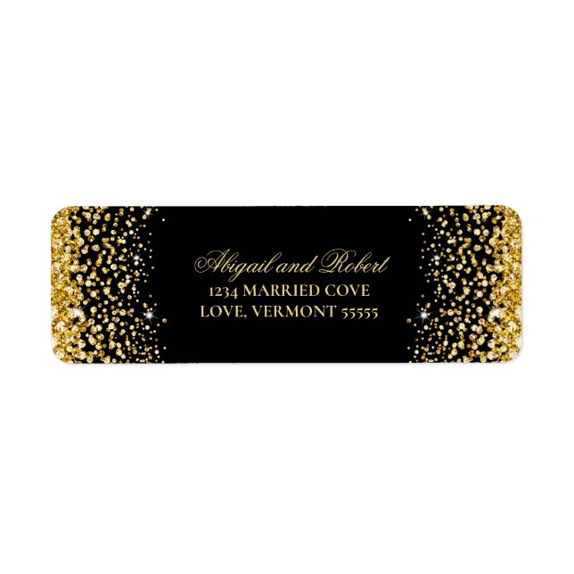 Black Luxury Gold Glitter Return Label (Front)