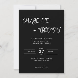 Black Luxury Wedding Invitation Modern Script