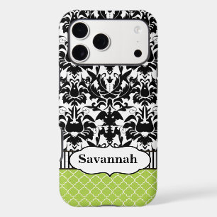 Black Macki Damask Moroccan Personalized iPhone