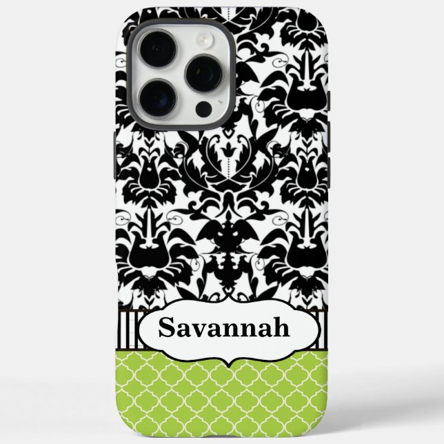 Black Macki Damask Moroccan Personalized iPhone 5 Case-Mate iPhone Case (Back)