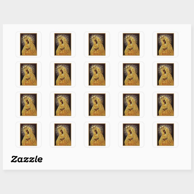 Black Madonna in Prayer  Square Sticker (Sheet)