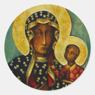 Black Madonna of Częstochowa Classic Round Sticker