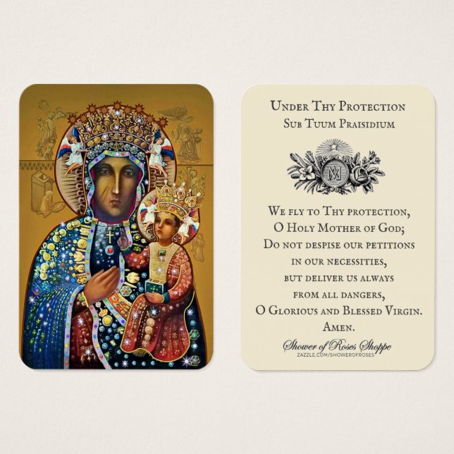Black Madonna Virgin Mary Catholic Oldest Prayer (Front & Back)