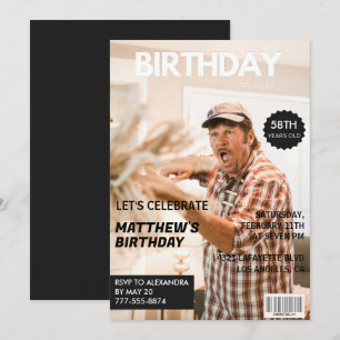 Black Magazine Cover Photo 58th birthday Invitation