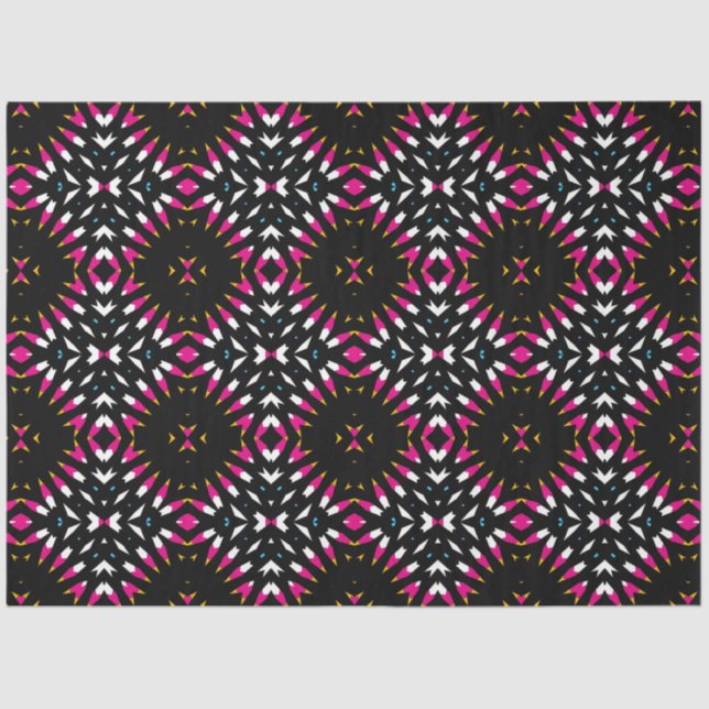 Black & Magenta Cool Geometric Pattern Tissue Paper (Front)