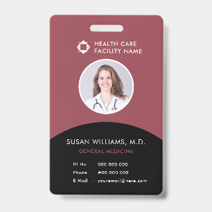 Black Magenta Doctor Photo ID Company Logo Modern Badge