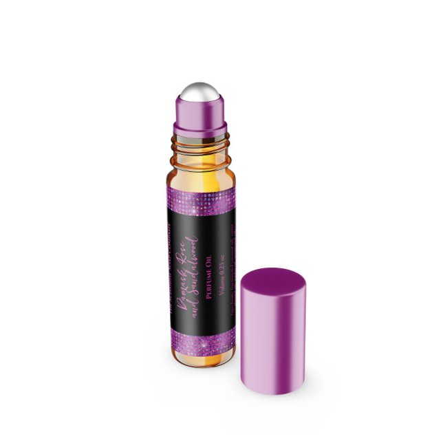 Black Magenta Glitter Perfume Roller Bottle label (Creator Uploaded)