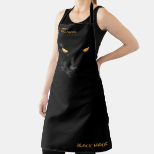 Black Magic Cat's Yellow Eyes Funny Apron