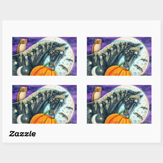 BLACK MAGIC HORSE, OWL, JACK O LANTERN & SKULLS STICKER (Sheet)