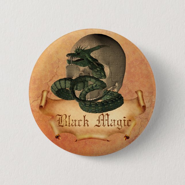 Black Magic Skull 2 Inch Round Button (Front)