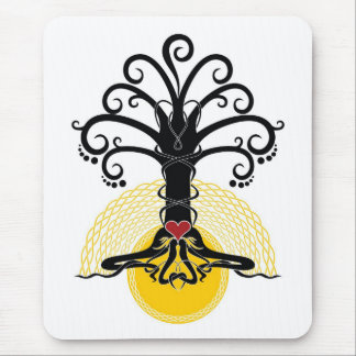 Black magic tree with red heart on it mouse pad