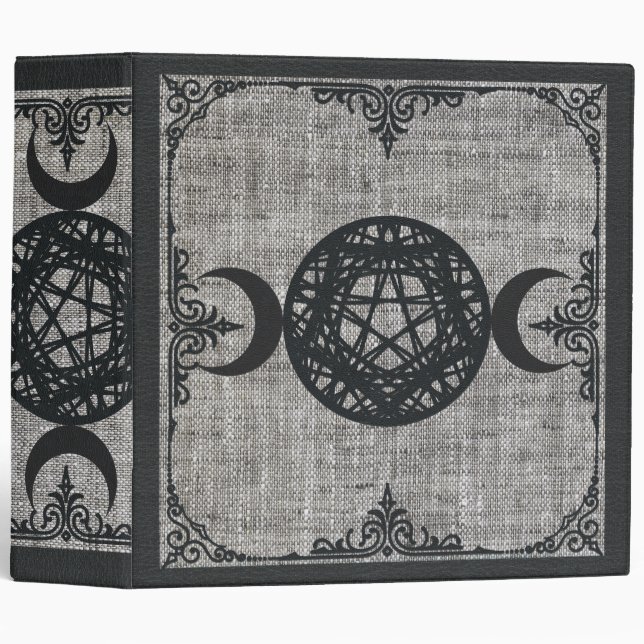 Black Magic Triple Moon Pentagram Vintage Shadows Binder (Front/Spine)