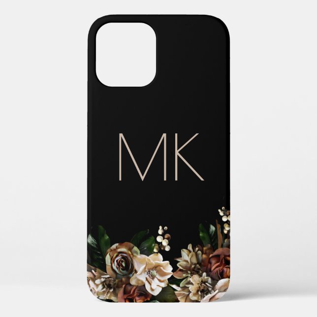 Black Magnolia with Monogram Case-Mate iPhone Case (Back)