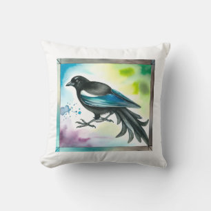 Black Magpie 110924AREF149 - Watercolor Throw Pillow