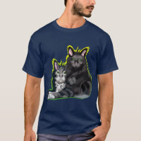 Black maine coon cat brothers with green eyes