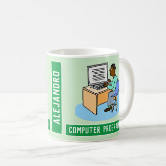 Black Male Computer Programmer With Name. Coffee Mug