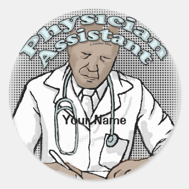 Black Male Physician Assistant Classic Round Sticker (Front)