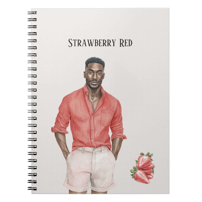 Black Male Strawberry Red Top Notebook (Front)