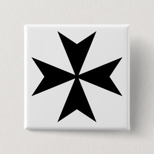 Black Maltese Cross 2 Inch Square Button