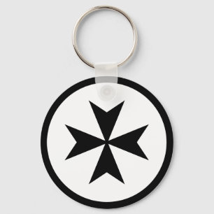 Black Maltese Cross Keychain