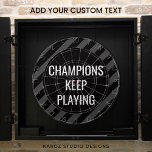 Black Man Cave Quote Dartboard<br><div class="desc">Black Man Cave Quote Dart Board has a black and grey modern stripes design with an inspirational quote "Winners never quit" for those competitive players—perfect gift for him, your husband, or your father. Change the quote if you like with the "Personalize” section. Original artwork by Kardz Studio. If you have...</div>