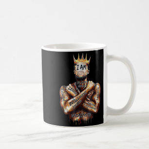 Black Man King Powerful Dad Afro Melanin Black Coffee Mug