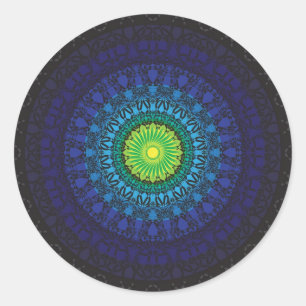 Black Mandala Design Classic Round Sticker