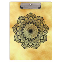 Black Mandala on Soft Gold Background