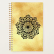 Black Mandala on Soft Gold Background