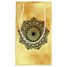 Black Mandala on Soft Gold Background