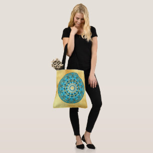 Black Mandala on Soft Gold Background Tote Bag
