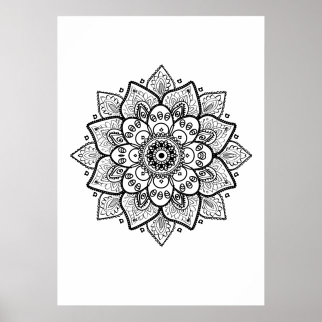 Black Mandala On White Poster (Front)