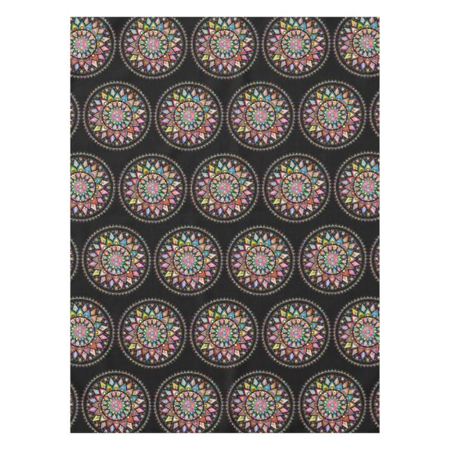 Black Mandala Rainbow Indian Motif Nappe (Devant)