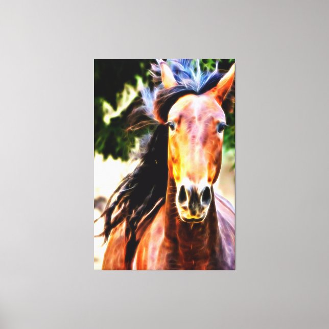 *~* Black Mane Horse AR22 Equine Art Canvas Print (Front)