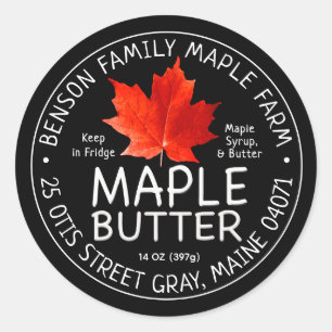 Black Maple Butter Label with Red Sugar Maple Leaf
