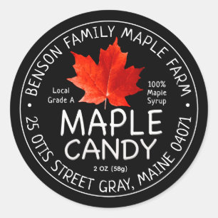 Black Maple Candy Label with Red Sugar Maple Leaf