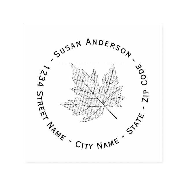 Black Maple Leaf Return Address Self-inking Stamp (Design)