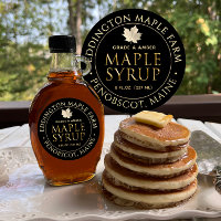Black Maple Syrup Label with Gold Maple Leaf