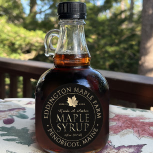 Black Maple Syrup Label with Gold Maple Leaf