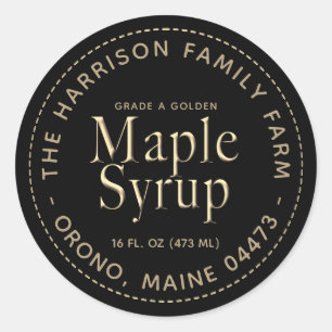 Black Maple Syrup Label with Gold Text