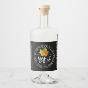 Black Maple Syrup Label Yellow Sugar Maple Leaf